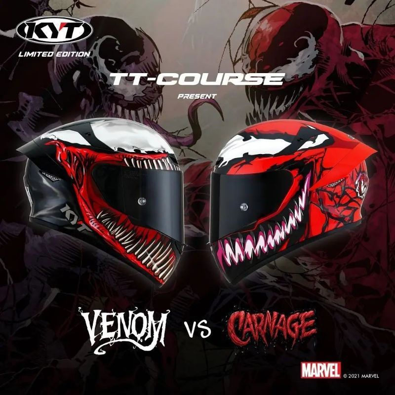 Helm kyt tt course motif marvel limited edition venom&carnage 100%original (BISA COD)