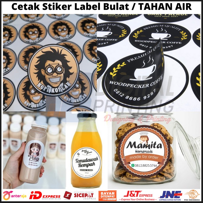 

Stiker Label Bulat VINYL TAHAN AIR / Sticker Label Kemasan Makanan Stiker Botol Minuman