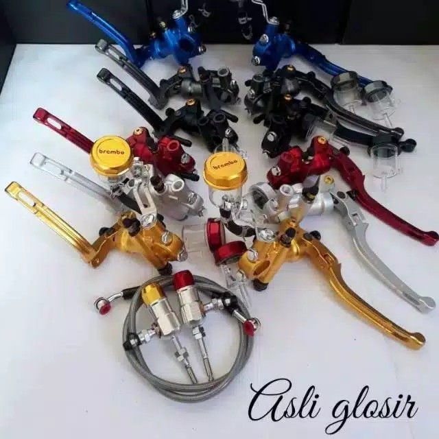 Master rem hidrolik brembo rcb full warna set stut selang pnp universal