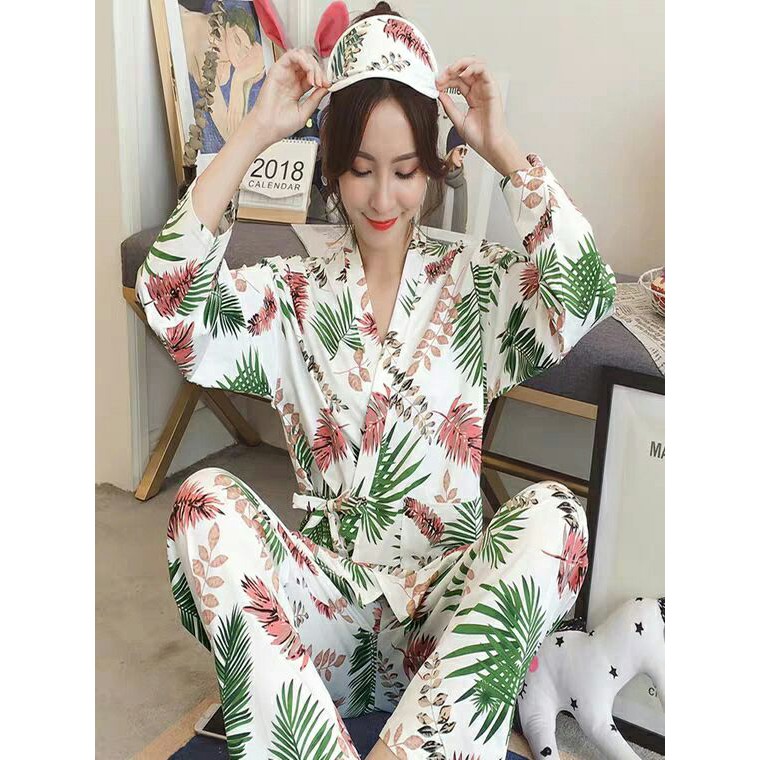 Kimono import / baju tidur wanita / celana panjang / kimono import bahan katun