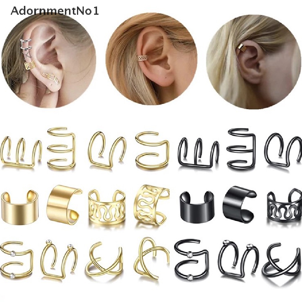 (AdornmentNo1) 12pcs / Set Anting Klip Tanpa Tindik Bentuk Daun Untuk Wanita