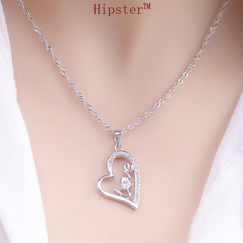 Hot Sale Heart-Shaped Love Pendant Diamond-Embedded Romantic Necklace