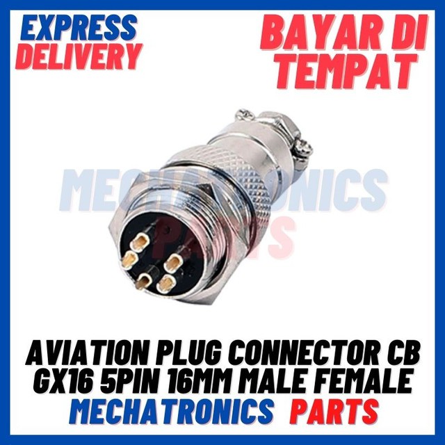 [SOC-9079] AVIATION PLUG CONNECTOR CB GX16 5PIN 16MM MALE FEMALE