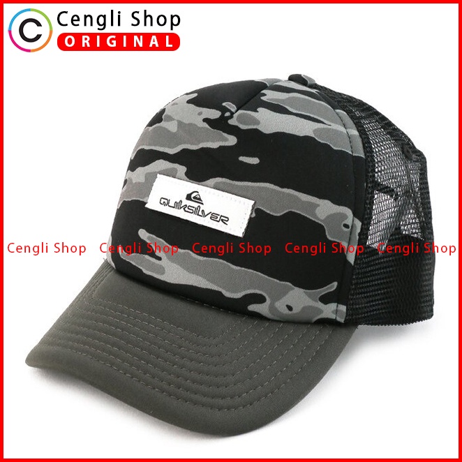 TOPI QUIKSILVER ORIGINAL ORI TRUCKER JARING LORENG HIJAU ARMY CAMO Q09