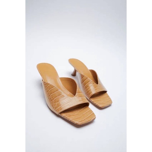 [7.7 Boombastis Sale⚡] - SANDAL WANITA ZS352 HEELS CROCC EFFECT PREMIUM IMPORT