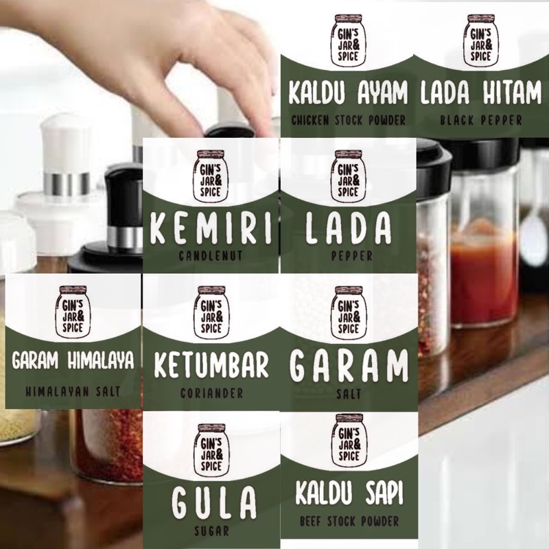 

Stiker Bumbu Dapur / Stiker Label Toples / Kitchen Label / Stiker Label Putih paket 9 label by GIN'S JAR & SPICE part 2