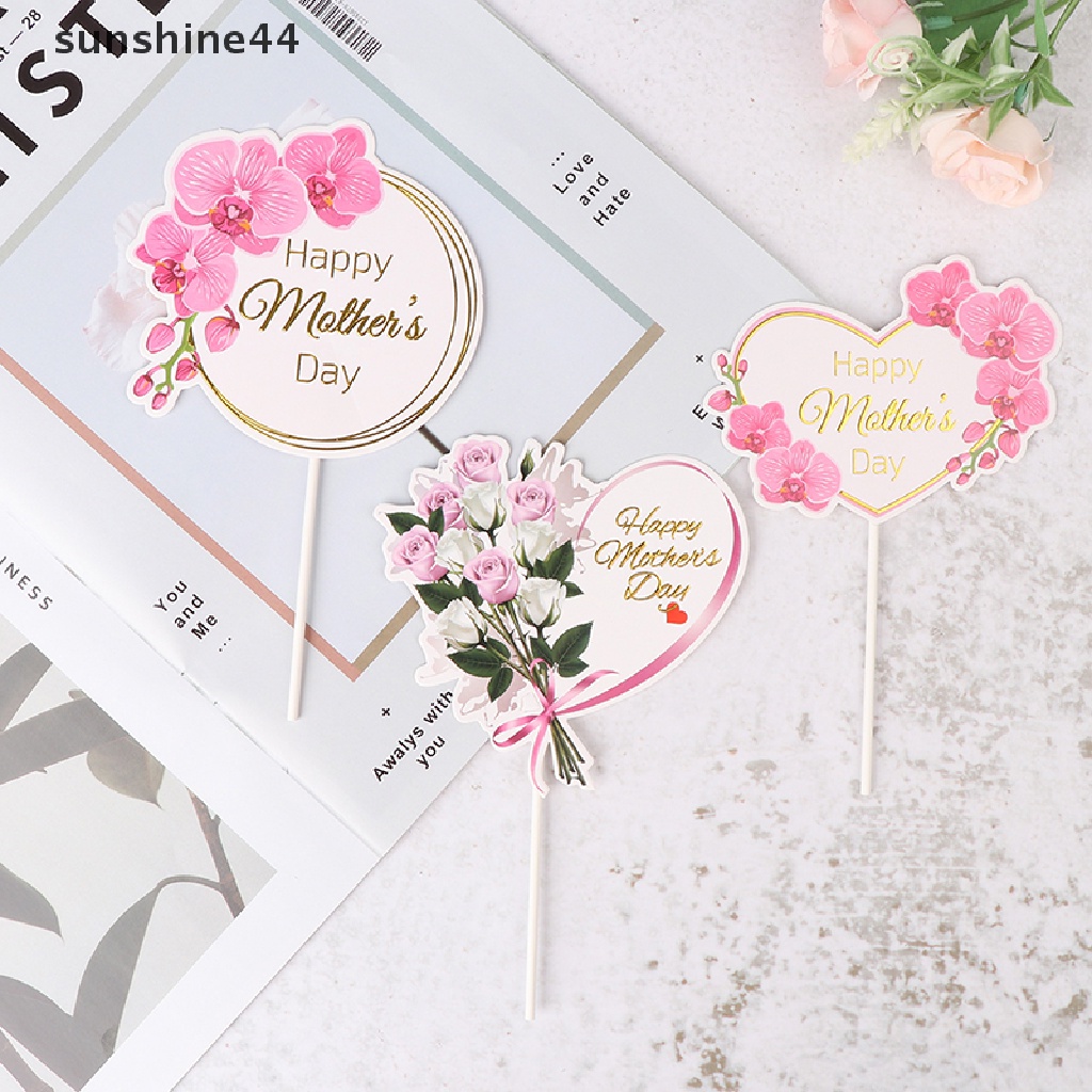 Sunshine Topper Kue Ulang Tahun Bentuk Hati + Bunga Untuk Hari Ibu