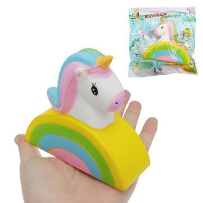 SQUISHY RAINBOW CAKE UNICORN SQUISHY KUDA RAINBOW PLUS PACKING PLASTIK