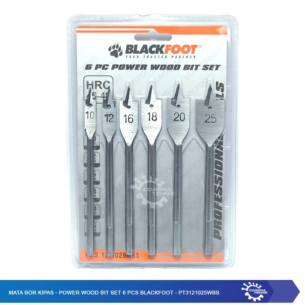 Mata Bor Kipas - Power Wood Bit Set 6 Pcs Blackfoot - PT3121025WBS