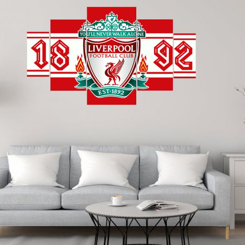hiasan dinding Walldecor poster kayu custom logo club bola Liverpool / The Reds series tanggal 40x70