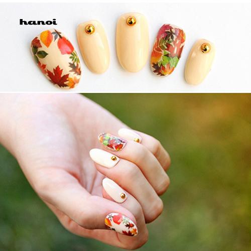 【Wholesale price❤】HNStiker Decal Motif Daun Maple / Kupu-Kupu / Bunga untuk Dekorasi Manicure