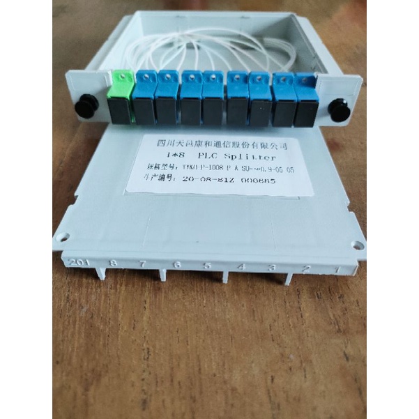 Passive Splitter pasif PLC BOX kaset FO 1:8 SC UPC lengkap adapter Fiber Optik