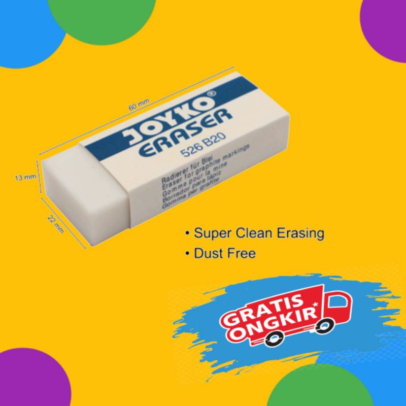 

PENGHAPUS PENSIL / STIP / ERASER JOYKO / BESAR / PUTIH MURAH 526B20
