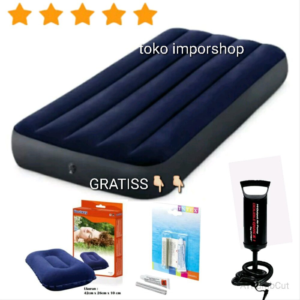 kasur angin kasur jumbo twin intex bonus pompa dan lem laris Berkualitas
