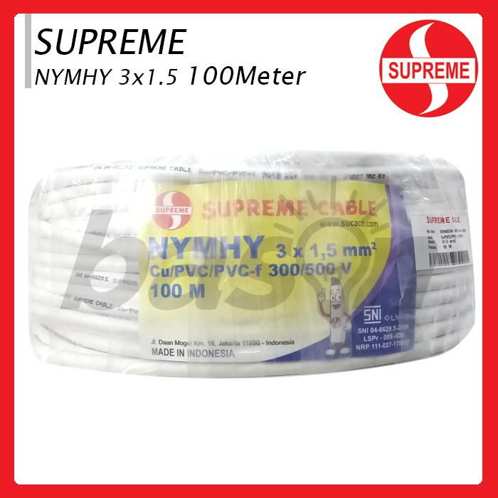 Supreme NYMHY 3x1.5mm @ 100 meter - Kabel Listrik Serabut