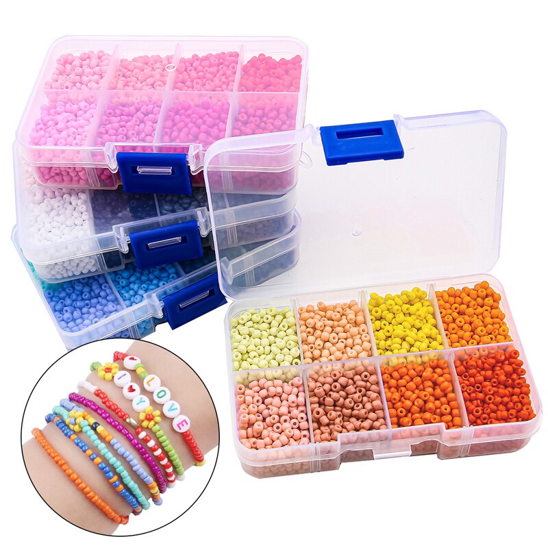 3400pcs / Kotak Manik-Manik Kaca Kristal Czech Warna-Warni Ukuran 3mm Untuk Membuat Perhiasan Gelang