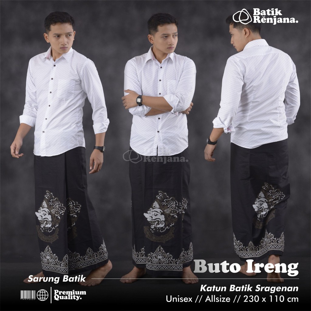 BUTO IRENG RENJANA BATIKSOLOAMANAH SARUNG BATIK SOLO PREMIUM MODERN KATUN HALUS SERAGAM KELUARGA KANTOR SANTRI MATARAM MUKTIJOWO PARANG IRENG TURNO IRENG CAKARA IRENG MATARAM KERISNA SOGAN AKSARA TRUNTUM GUMAR UMARA BARABRAJA IRENG MODIN AKSARA TURNO KLA