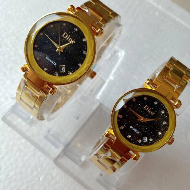 JAM TANGAN COUPLE DIOR TANGGAL AKTIF RANTAI STAINLESS / JAM CUPLE