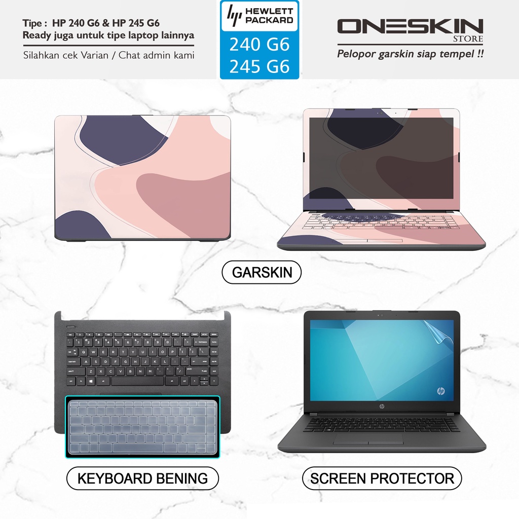 Garskin Sticker Laptop Pelindung Screen Keyboard Protector HP 245 G6 Transparan Full Body Gambar Silikon Bening Warna Glossy Doff