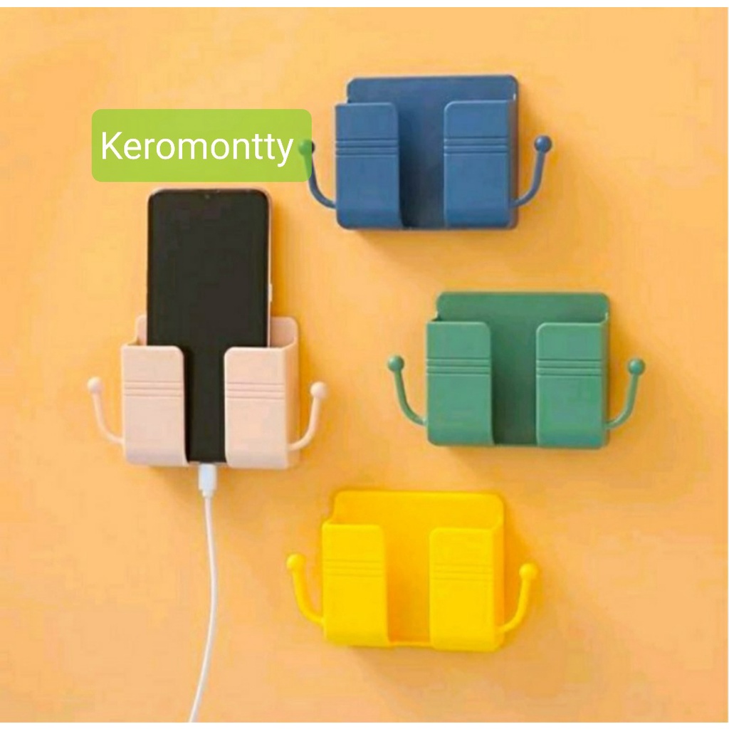 Tempat Cas HP Remote TV Remote AC Dinding ada tempat gantungan