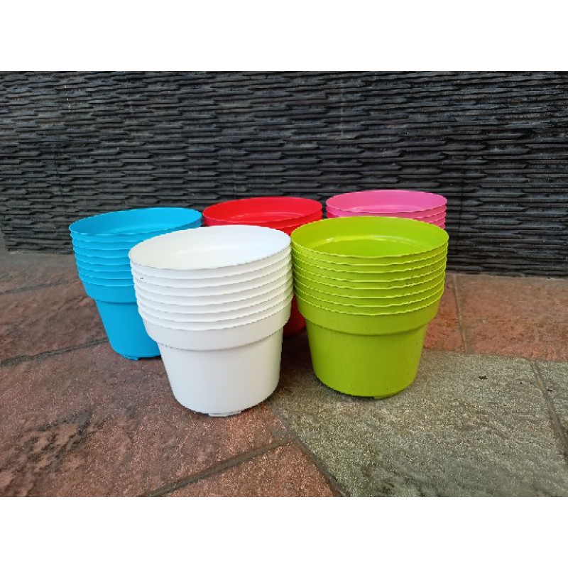 Pot bunga Nikantha pot tanaman plastik 17 warna warni 1 lusin