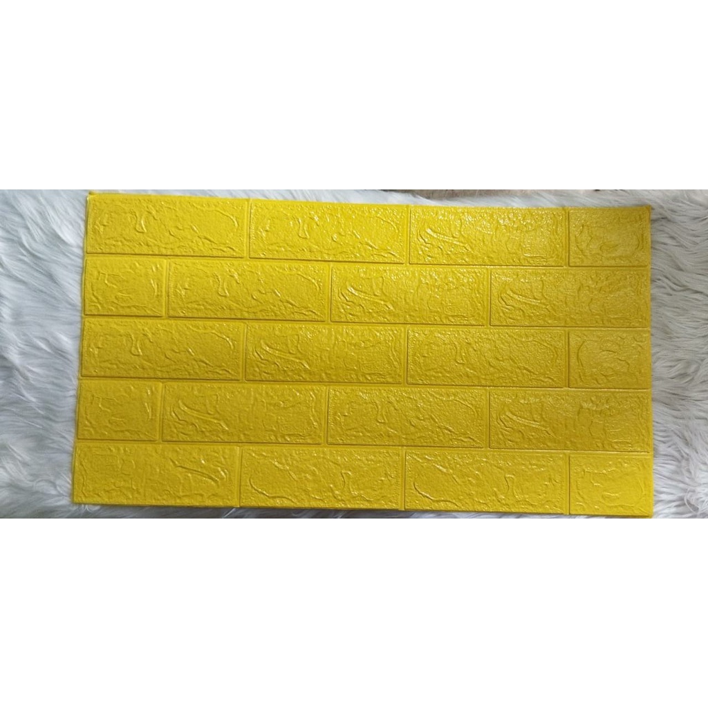 Wallpaper Dinding Foam 3D Kecil Motif Batu Bata / Wallpaper Dinding Foam DD509 [1KG=26PCS]-YELLOW