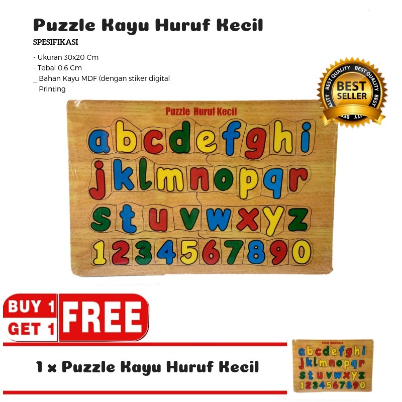 Mainan Kayu Pintar Buy 1 Get 1 Puzzle Kayu Huruf Kecil (Free Puzzle Kayu Huruf Kecil)