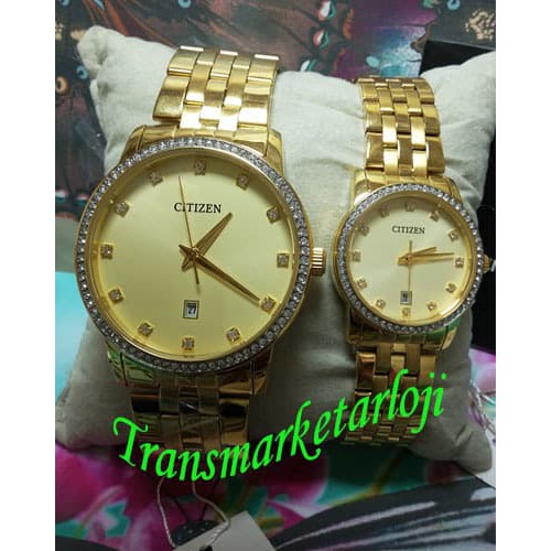 Sale Jam Tangan Couple Citizen BI5032-56P&EU6032-51P Gold Original Keren
