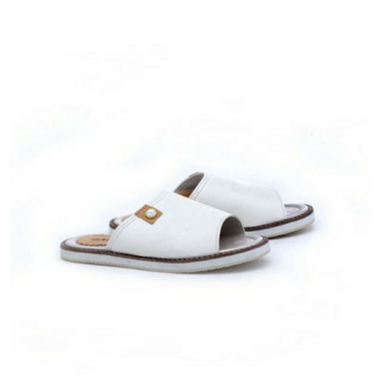 Sandal anak unisex White 26-35 Sendal Kulit Anak Pria Wanita putih