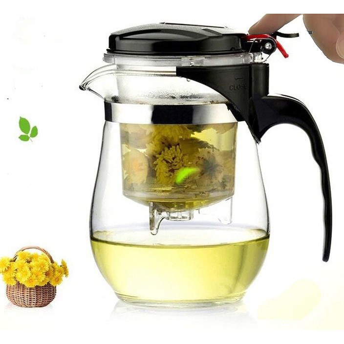 Teko Pitcher Kaca dengan Saringan Infuser Teh / Teko Teh dengan Saringan