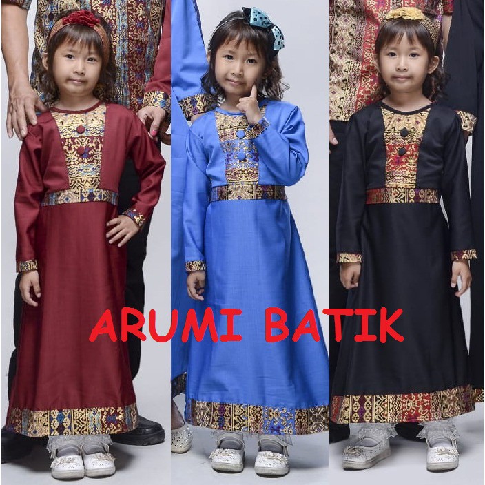 Baju Muslim Gamis Dress Dres Terusan Anak Perempuan Batik 2555 2 - 12 Tahun