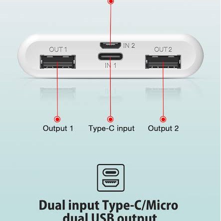 Robot rt7500 dual input &amp; dual output 7000mah powerbank black / white