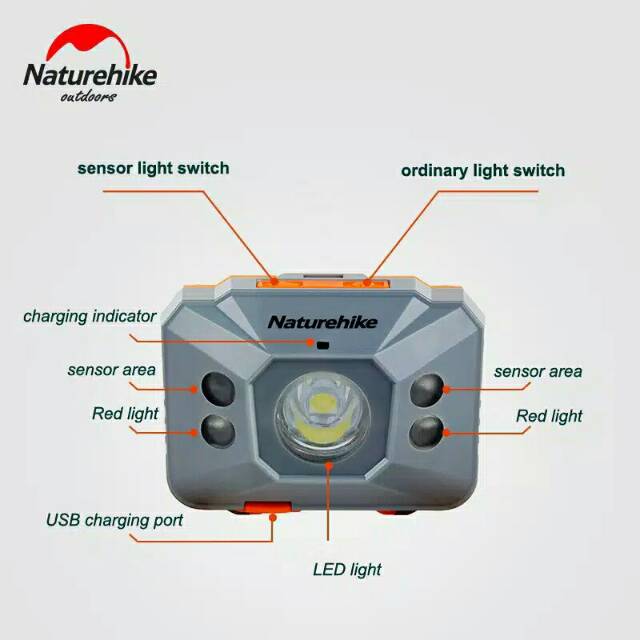Naturehike 140LM headlamp senter kepala ultralight waterproof anti air USB charging Rechargeable