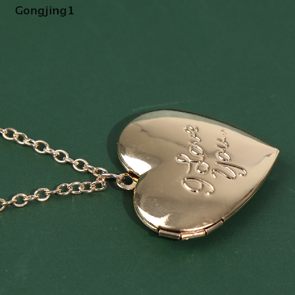 Gongjing1 Kalung Rantai Liontin Locket Foto Keluarga Bentuk Hati Glossy Dapat Dibuka