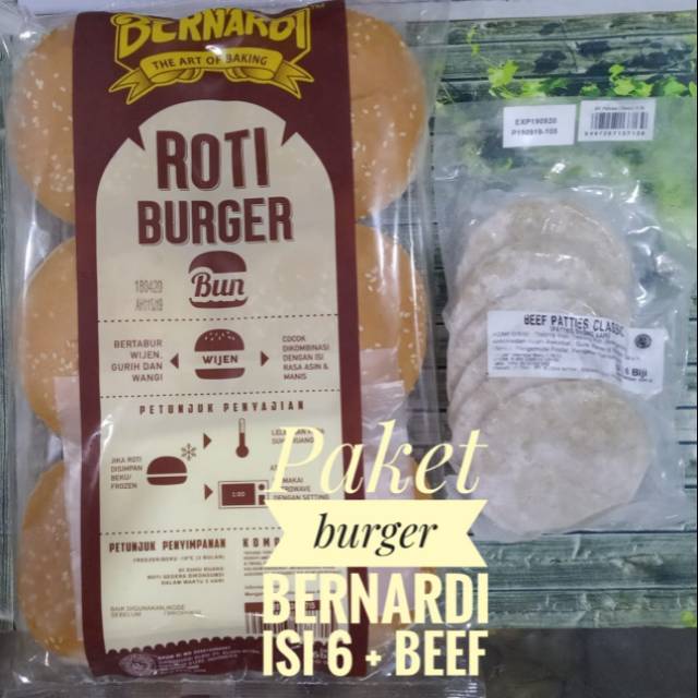 

Paket Burger Bernardi + beef patties isi 6