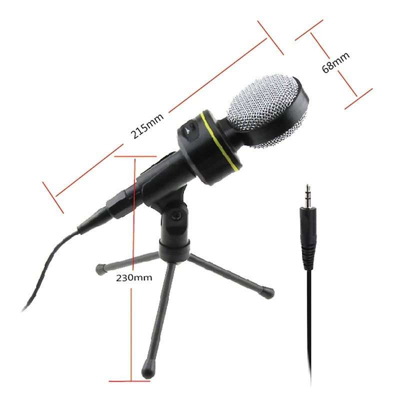 Microphone Mic Condenser Studio Meeting 3.5mm TRS PC Vol Ctrl + Tripod
