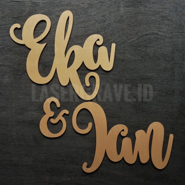 Wall Sign custom nama inisial bahan MDF - Backdrop Ulang Tahun - Dekorasi Lamaran Pernikahan