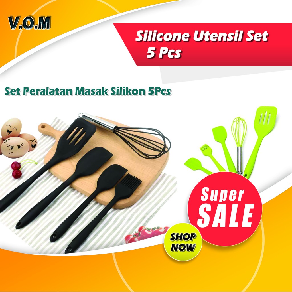 VOM 5 Pcs Silicone Utensil Set - Set Peralatan Masak Silikon 5Pcs 0675