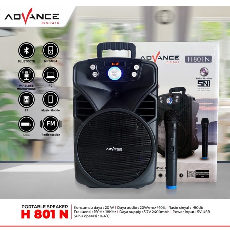 Advance H801N Speaker Bluetooth Karaoke Portable BONUS Mic Wireless