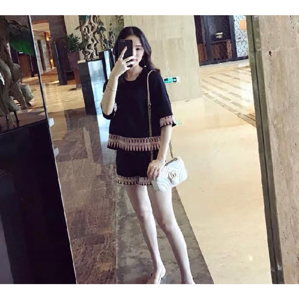 JT - 1923002 Set Crop Top dan Celana Wanita / Setelan Perempuan Dewasa / Set Basic Korea Cewek