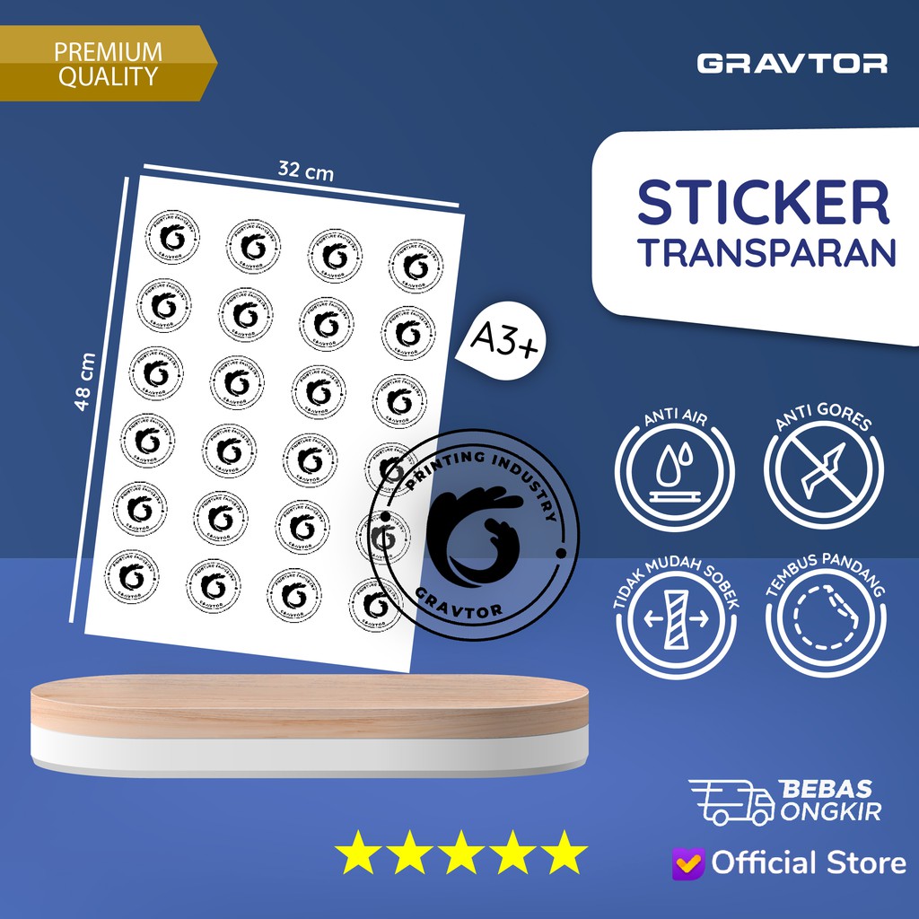

Cetak Stiker Vinyl Transparan A3+ dan Cutting - Print Sticker Transparan Custom Logo Label Murah