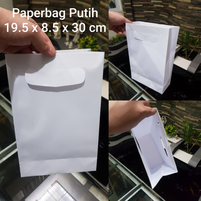 

(TERLARIS) Paperbag Putih Uk. 19.5 X 8.5 X 30 Utk Kopi Teh Kue Kecil Dll