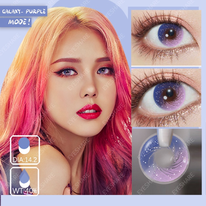 【COD】GALAXY softlens gray lensa kontak 14.0-14.5mm mata soflen pink normal softlens soflens korea