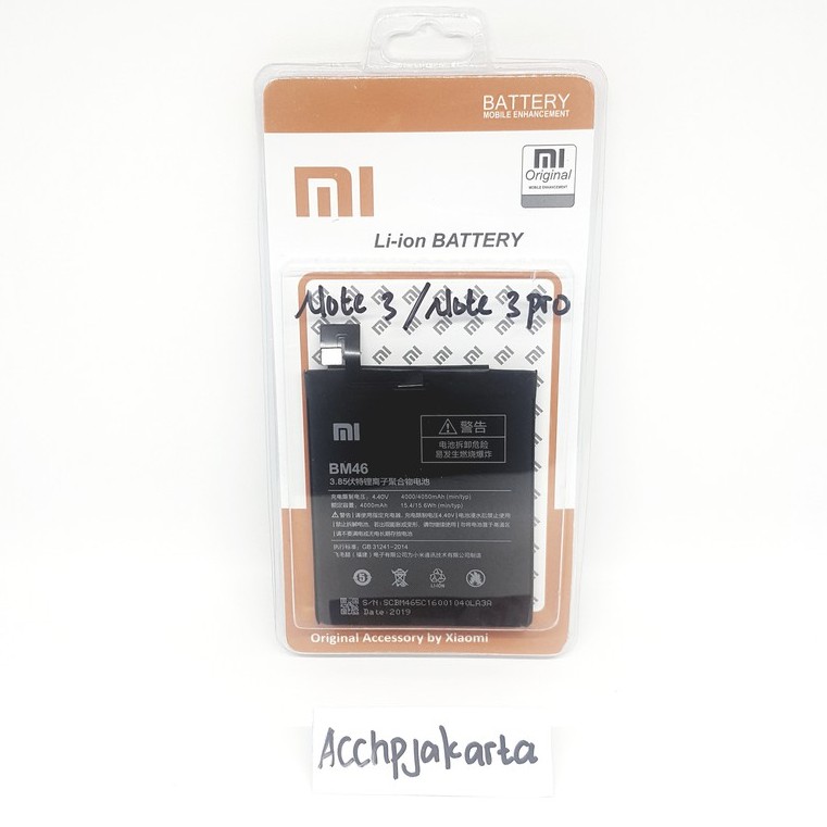 Baterai Batre Xiaomi Redmi Note 3 / Note 3 Pro BM 46 Original / Battery Batrei Xiaumi Redmi BM46 Ori