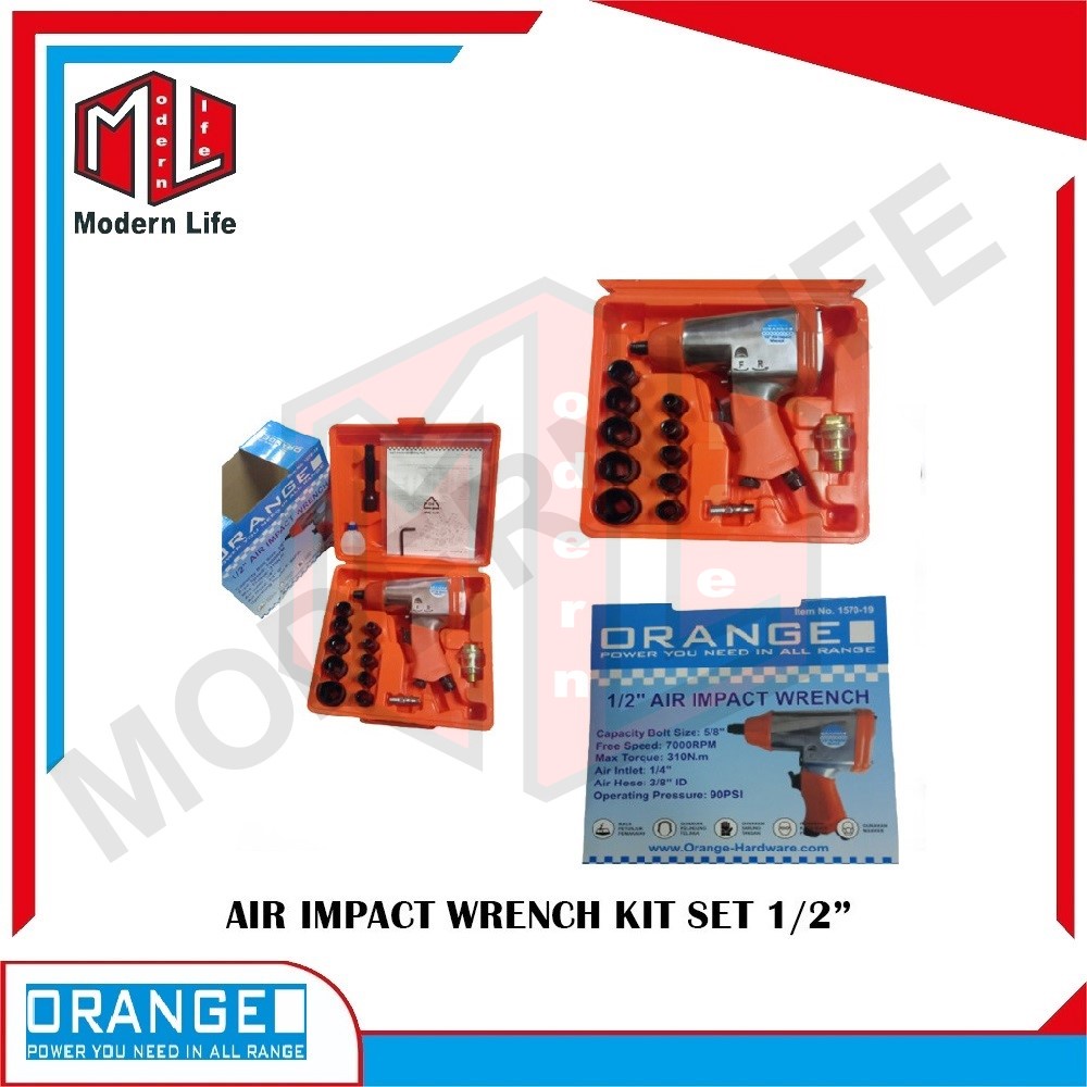 ORANGE Air Impact Wrench Kit 1/2 Inch Mesin Buka Baut Angin Kompresor