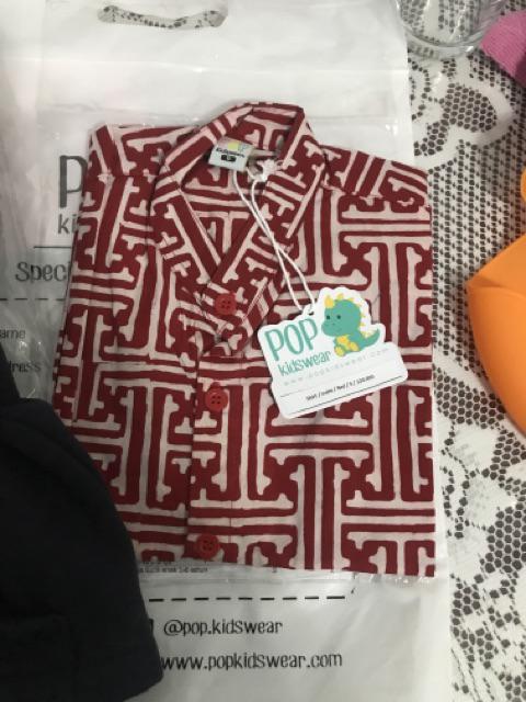 Pop Kidswear   Indra Batik - Kemeja Batik Anak 1-6 Tahun Merah