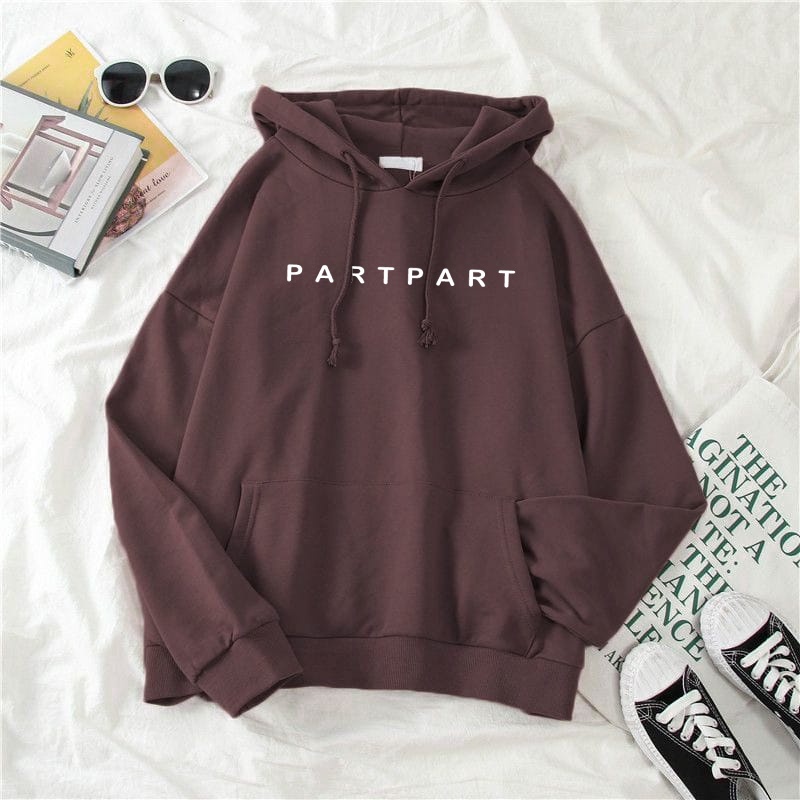 Hoodie Partpart Wanita Terbaru Motif Simpel Bahan Fleece Tebal