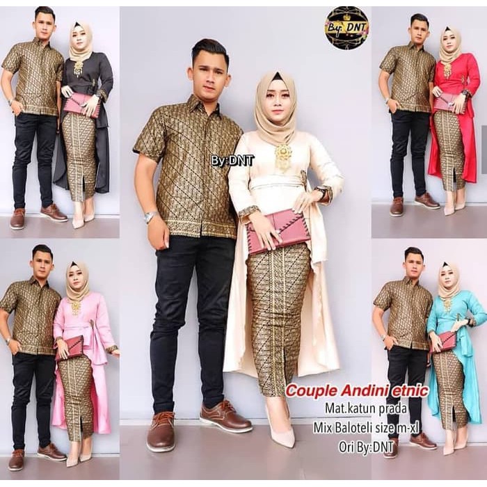Baju Batik Kebaya Andini Etnic Set Hem Kemeja Cowok Lengan Pendek