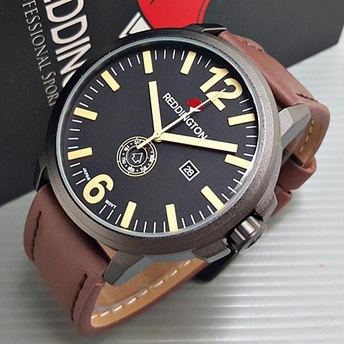 Jam Tangan Pria Cowok Reddington Direction Leather Dark Brown List Cream Original Original Arloji