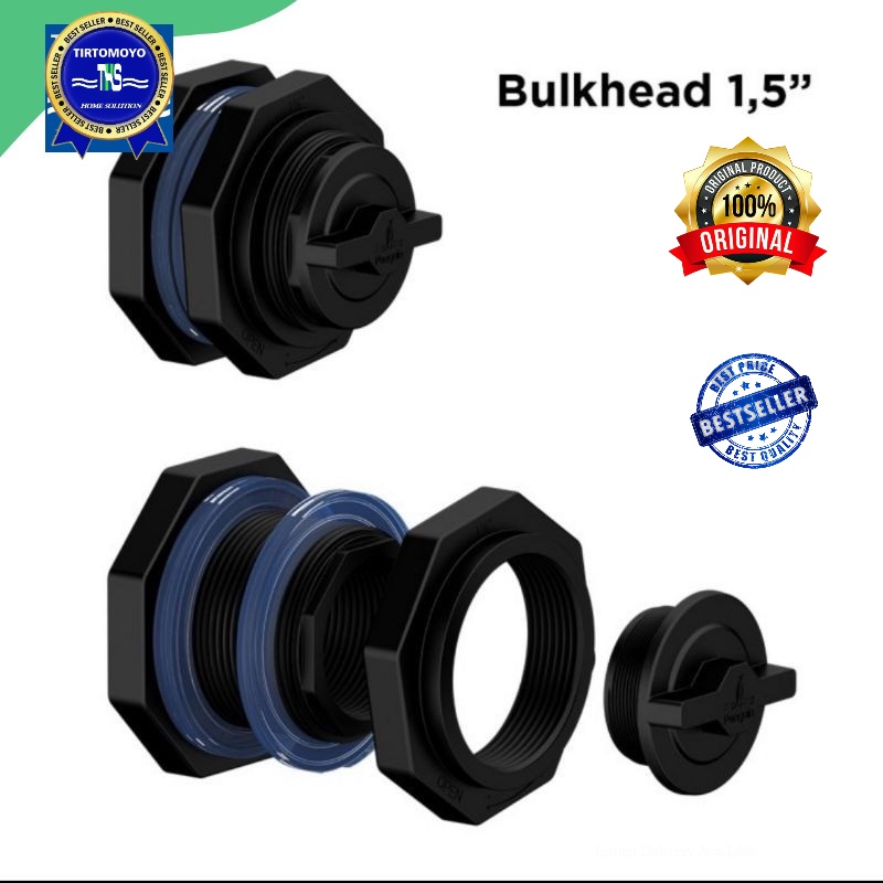 Penguin mur drat tangki toren air 11/2" vlok ring fitting toren 1,5 inch